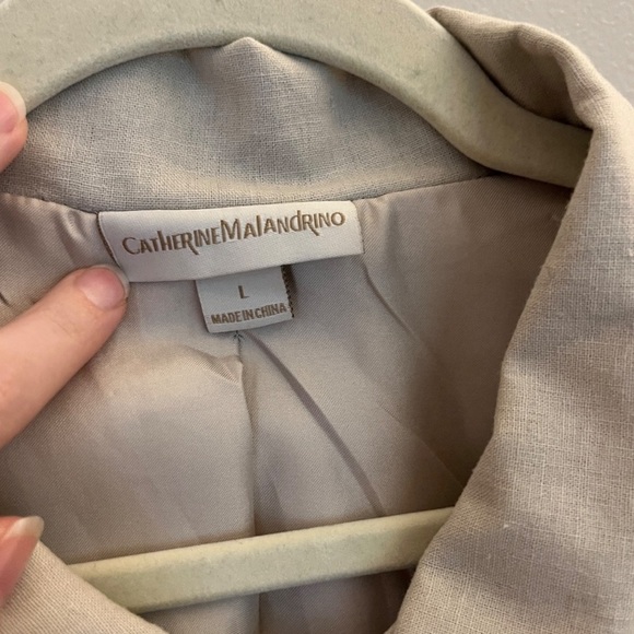 CATHERINE MALANDRINO Cream Shirt Linen Blend Jacket Size L - Picture 4 of 4